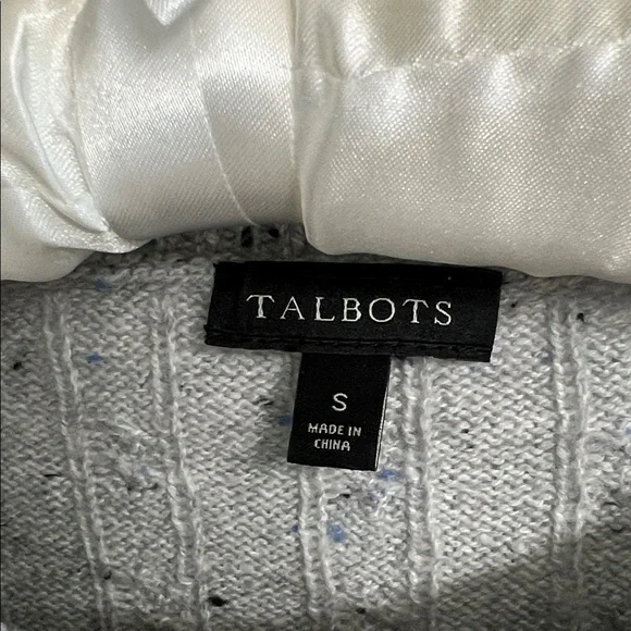 Talbots Gray Cable Knit Sweater with Button Detail - Size Small - Picture 2 of 5